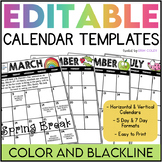 Editable Monthly Calendar Templates 2022-2023 w/ Updates -