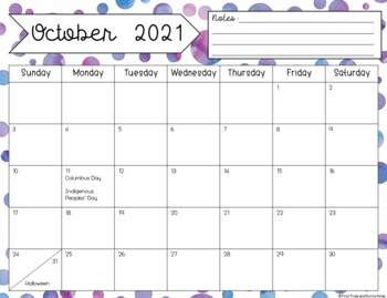 July 2021- July 2023 Editable Printable Calendar by First Tries and
