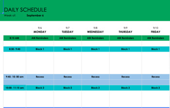 2021- 2022 Google Sheets Editable Daybook by Ontario Teacher's Pet