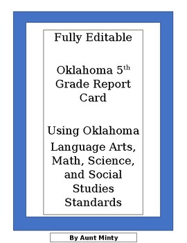 Preview of Current 2023-2024 Oklahoma Fifth Grade Report Card, Single Teacher License