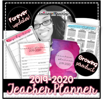 Preview of 2019-20 Teacher Planner | Watercolor | FOREVER UPDATES | GROWING | STB Editable