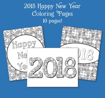 Happy New Year 2018, New Year Coloring Page