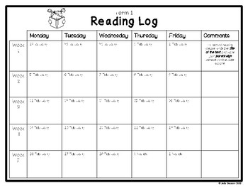 2018 Home Reading Log - Printable Calendar Template for NSW Public Schools