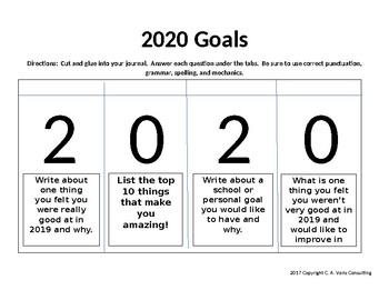 Preview of 2020 Interactive Notebook Goal Setting Activity