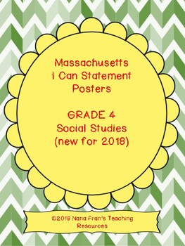 Preview of 2018 Massachusetts Grade 4 Social Studies Learning Target I Can Statements