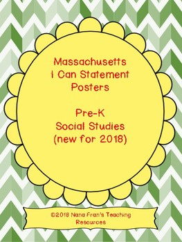 Preview of 2018 Massachusetts Pre-K Social Studies Learning Target I Can Statements