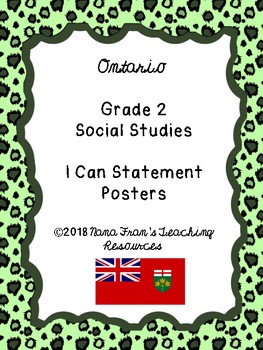 Preview of 2018 Ontario Grade 2 Social Studies I Can Statement Posters