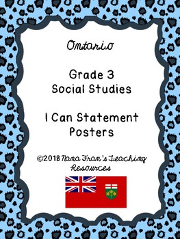Preview of 2018 Ontario Grade 3 Social Studies I Can Statement Posters