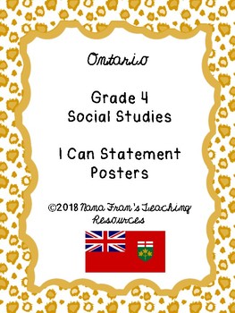 Preview of 2018 Ontario Grade 4 Social Studies I Can Statement Posters