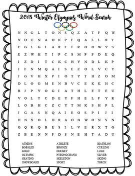 2018 winter olympics word search by danah s creative teaching tools