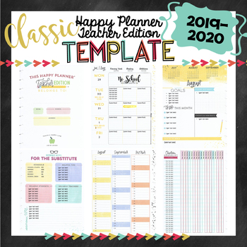 Happy Planner Teacher Planner Pages Worksheets Teaching Resources Tpt