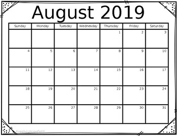 2019-2020 Editable Calendars by FreshcutConfetti | TPT