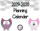 2019-2020 Editable School Year Calendar ***FREEBIE***