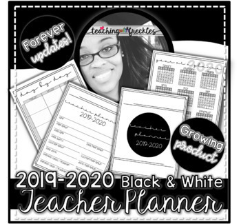 Preview of 2019-2020 Teacher Planner | Black & White