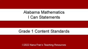 Preview of 2019 Alabama I Can Statements for Grade 1 Mathematics