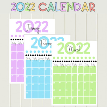 2022 Calendar by Miss5thClassroom | TPT