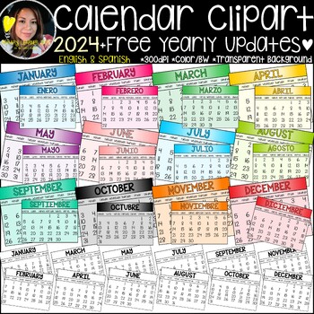 Preview of UPDATED! Calendar Clipart+ FREE Yearly Updates!  {Calendar Clipart} {Year 2023+}