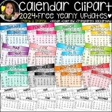 UPDATED! Calendar Clipart+ FREE Yearly Updates!  {Calendar