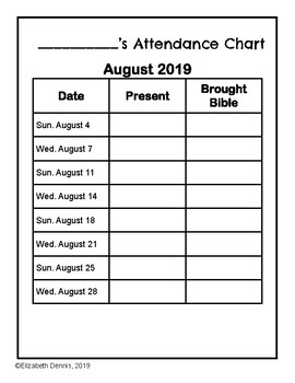 Printable Attendance Charts For Bible Class