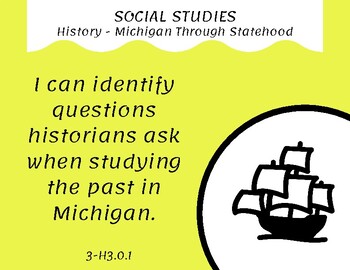 Preview of 2019 Michigan Social Studies GLCEs  "I CAN" Statements Grade 3
