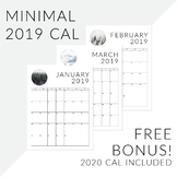 2019 Printable Calendar with FREE BONUS 2020 Calendar incl