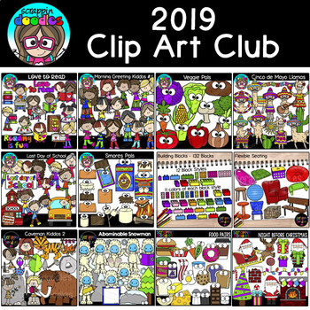 Preview of 2019 Scrappin Doodles Clip Art Club {Approx $60.00 Value}