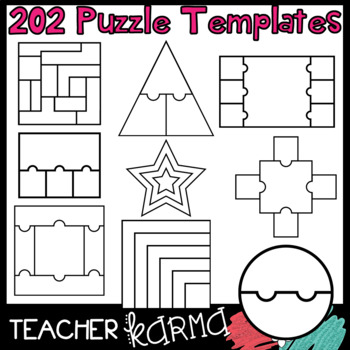 Preview of 202 Puzzle Templates - Puzzle Clipart - Make Your Own