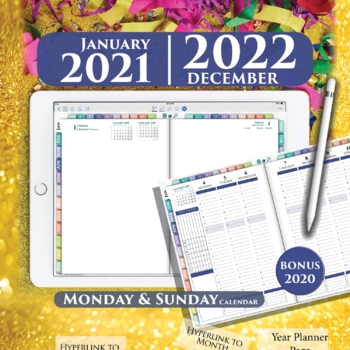 Preview of 2020 2021 2022 Digital Daily Weekly Monthly Planner with blank page 2021 2022