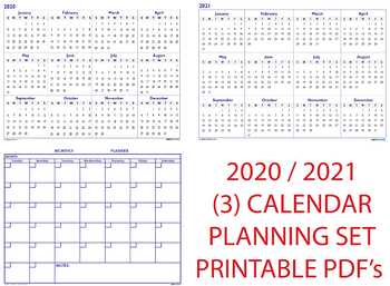 2020 2021 Academic Calendar Printable Year At A Glance W Bonus Monthly Planner