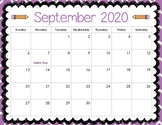 Printable SY 2020-2021 Color and B&W Calendar With Holidays