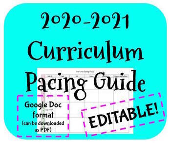 Preview of 2020-2021 Curriculum Pacing Guide- Editable