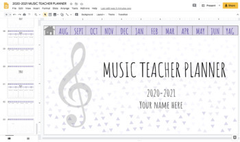 Preview of 2020-2021 EDITABLE MUSIC TEACHER PLANNER GOOGLE SLIDES