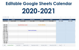 2020-2021 Editable Calendar Via Google Sheets (perfect for