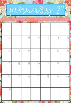 2020 2021 printable calendar boho pastel themed tpt