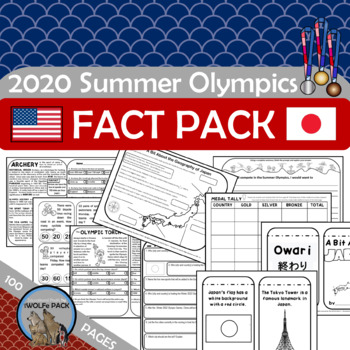 Preview of 2020 2021 SUMMER OLYMPICS FUN FACT PACK Reading Writing Prompts Math More