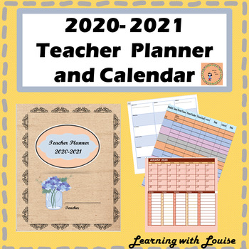 Preview of 2020-2021 Teacher Planner and Calendar