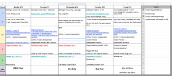 Preview of 2020-21 Lesson Planning Template in Google Sheets