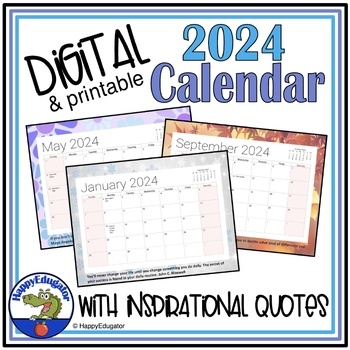 Preview of 2024 Printable and Digital Calendar with Inspirational Quotes