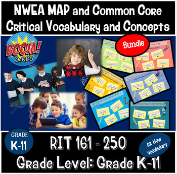 Preview of 2020 NWEA MAP and Common Core Vocabulary Boom Deck Bundle  RIT 161 to 250
