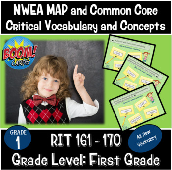 Preview of 2020 NWEA MAP and Common Core Vocabulary Boom Learning Task Cards RIT 161 to 170