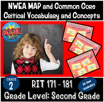 Preview of 2020 NWEA MAP and Common Core Vocabulary Boom Learning Task Cards RIT 171 to 180