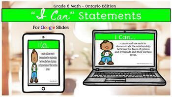 Preview of 2020 Ontario Grade 6 Mathematics I Can Statement Posters in Google Slides