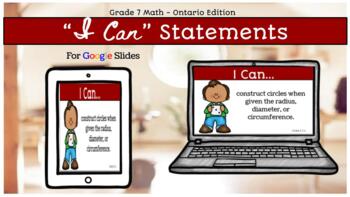 Preview of 2020 Ontario Grade 7 Mathematics I Can Statement Posters in Google Slides