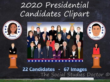 Preview of 2020 Presidential Candidate Clipart (22 Candidates/67 Images/Updated frequently)