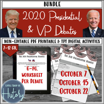Preview of 2020 Presidential Debates & Vice Presidential Debate (10/7, 10/15, 10/22) BUNDLE