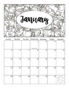 2020 Printable Coloring Calendar by Meaningful Explorations | TpT