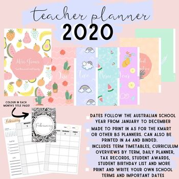Preview of 2020 TEACHER PLANNER / DIARY! PERFECT FOR THE AUSTRALIAN SCHOOL YEAR