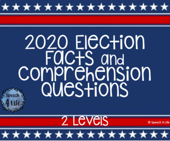 Preview of 2020 Voting/Election Facts with 2 Levels of Comprehension Questions