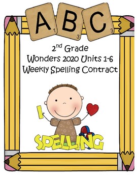 Preview of 2020 Wonders McGraw Hill 2nd Grade Spelling Homework Units 1-6 (Editable)
