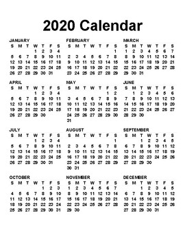 2020 Yearly Calendar by Nikki Khuong | Teachers Pay Teachers